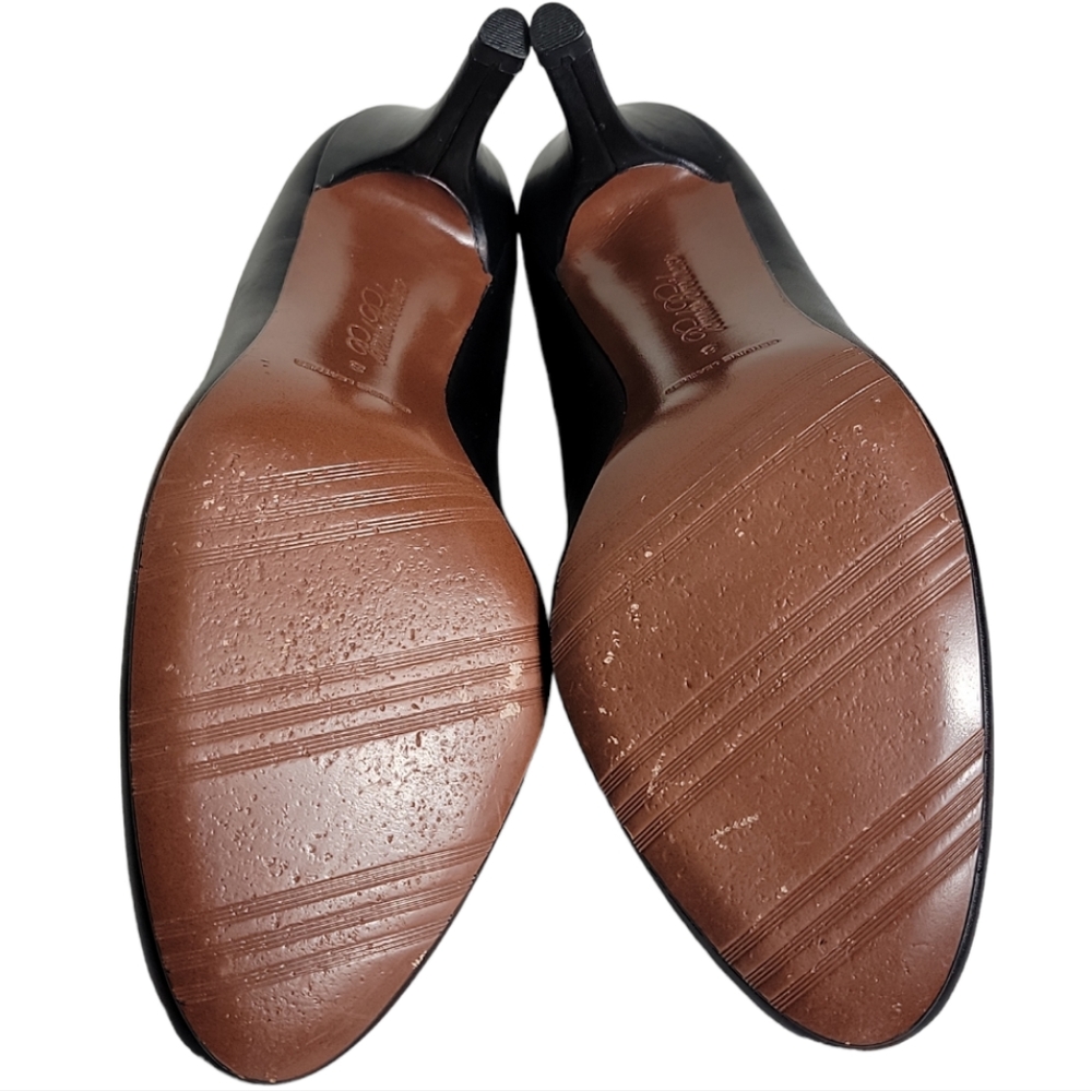 Brooks Brothers black genuine leather round toe heel pumps size 8 - Picture 7 of 9